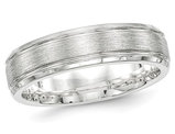Men's Brushed Sterling Silver Rhodium Plated 6mm Band Ring